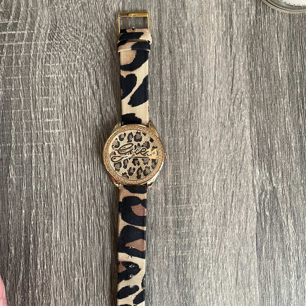 Guess cheetah print oversized watch